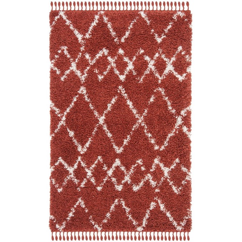 Safavieh Pro Lux 5' x 8' Shag Rug in Rust and Creme