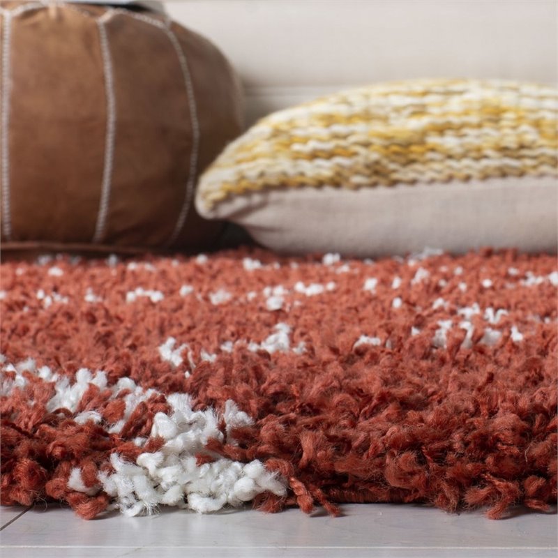 Safavieh Pro Lux 9' x 12' Shag Rug in Rust and Creme