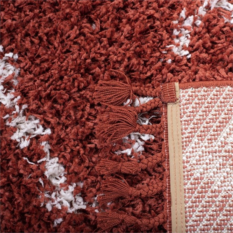 Safavieh Pro Lux 9' x 12' Shag Rug in Rust and Creme