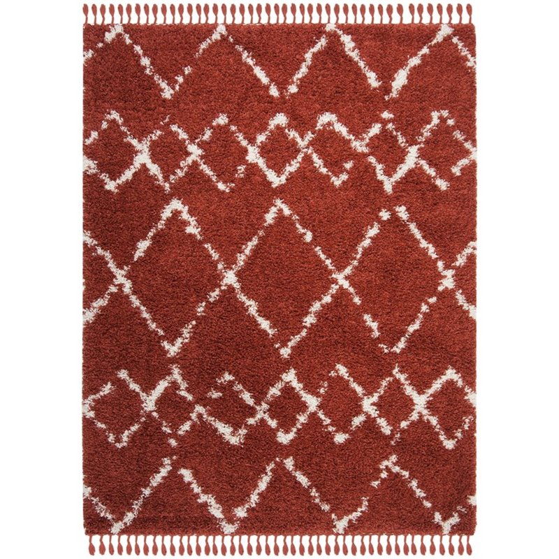Safavieh Pro Lux 9' x 12' Shag Rug in Rust and Creme