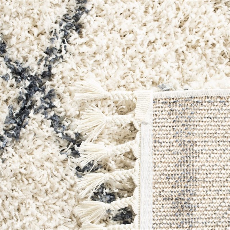 Safavieh Pro Lux 2' x 8' Shag Runner Rug in Cream and Blue