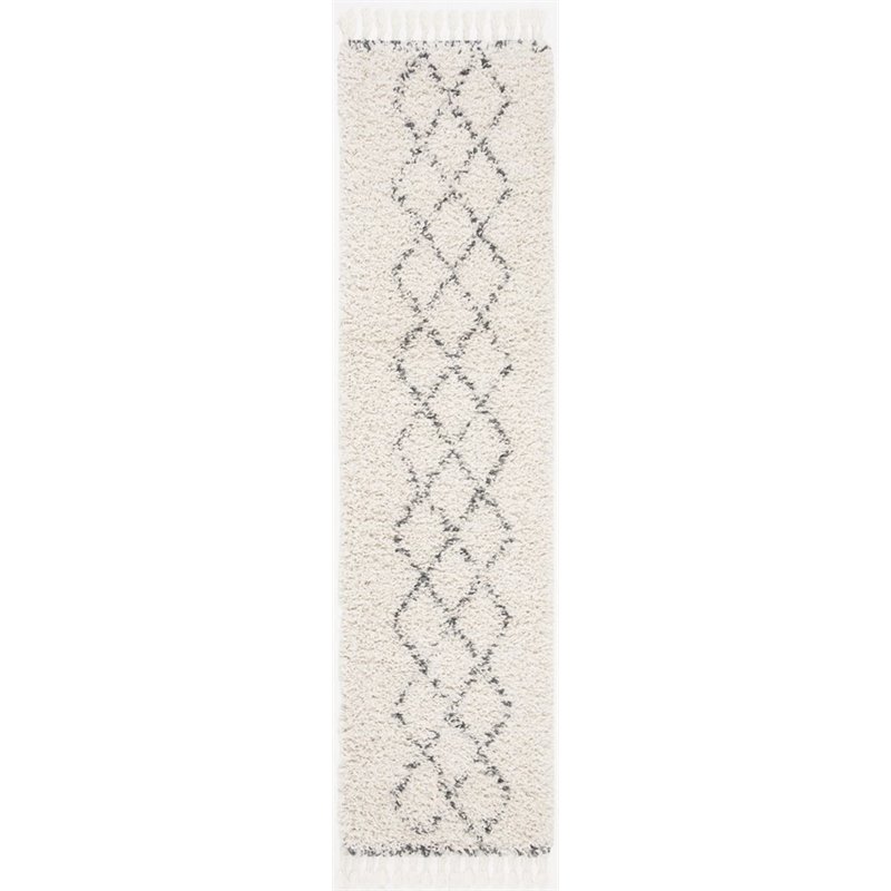 Safavieh Pro Lux 2' x 8' Shag Runner Rug in Cream and Blue
