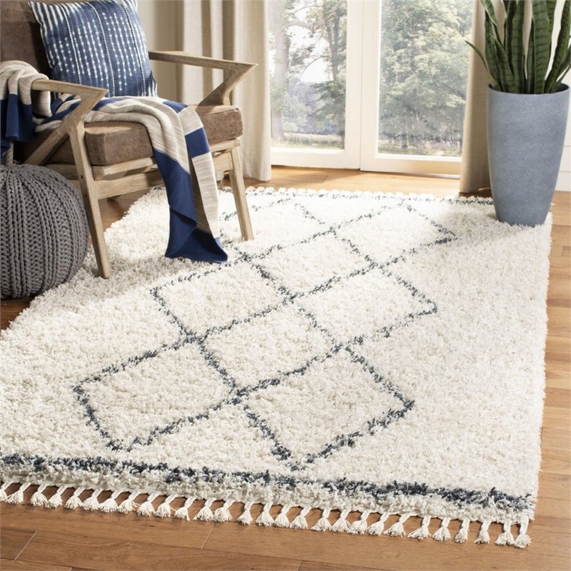 Safavieh Pro Lux 8' x 10' Shag Rug in Cream and Blue