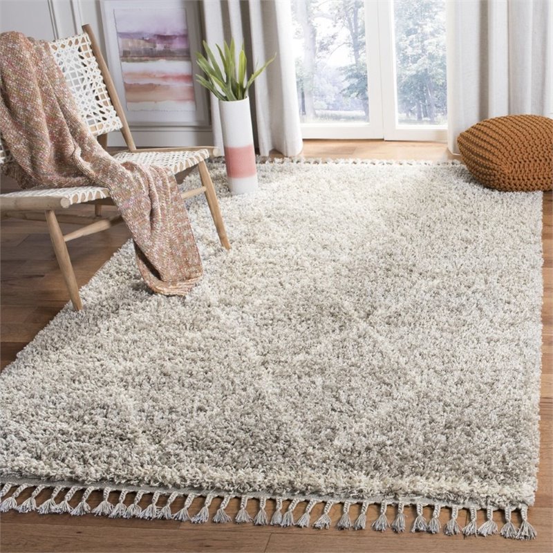 Safavieh Pro Lux 8' x 10' Shag Rug in Gray and Cream