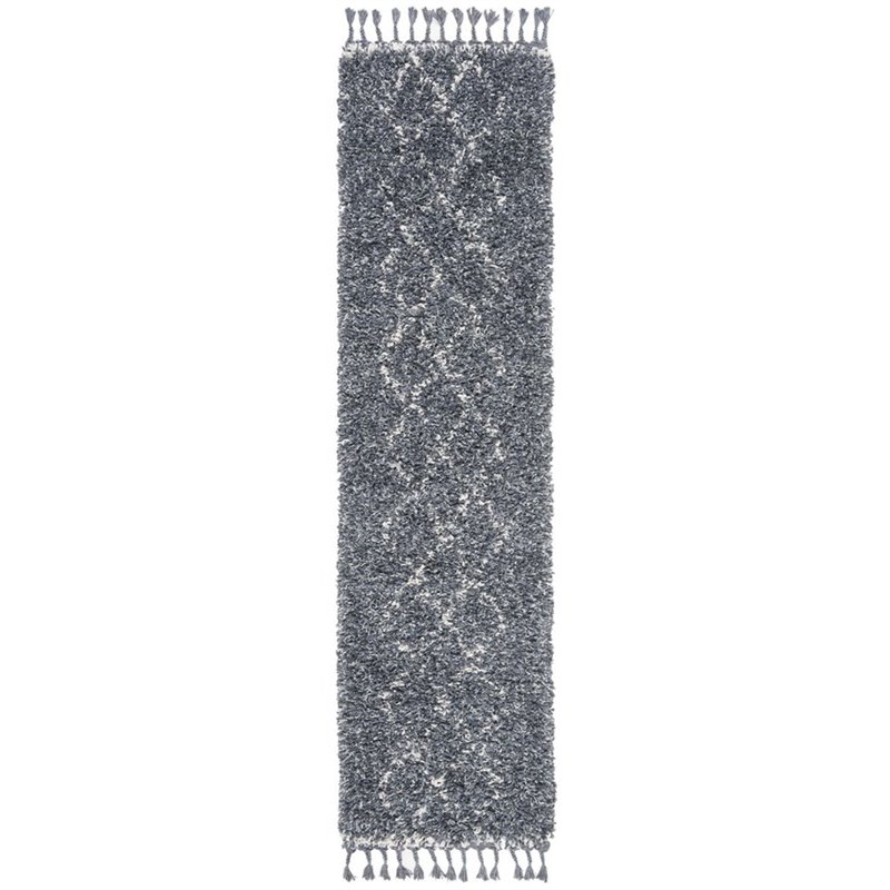 Safavieh Pro Lux 2' x 8' Shag Runner Rug in Cream and Blue
