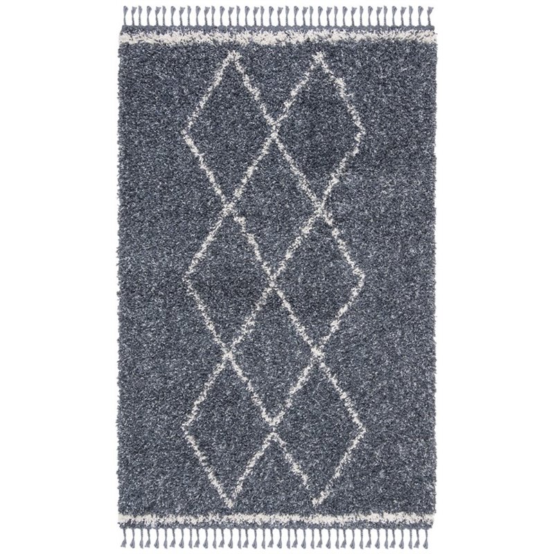 Safavieh Pro Lux 5' x 8' Shag Rug in Cream and Blue