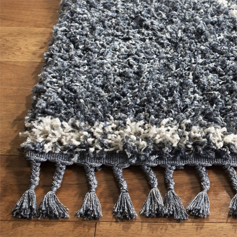 Safavieh Pro Lux 9' x 12' Shag Rug in Cream and Blue
