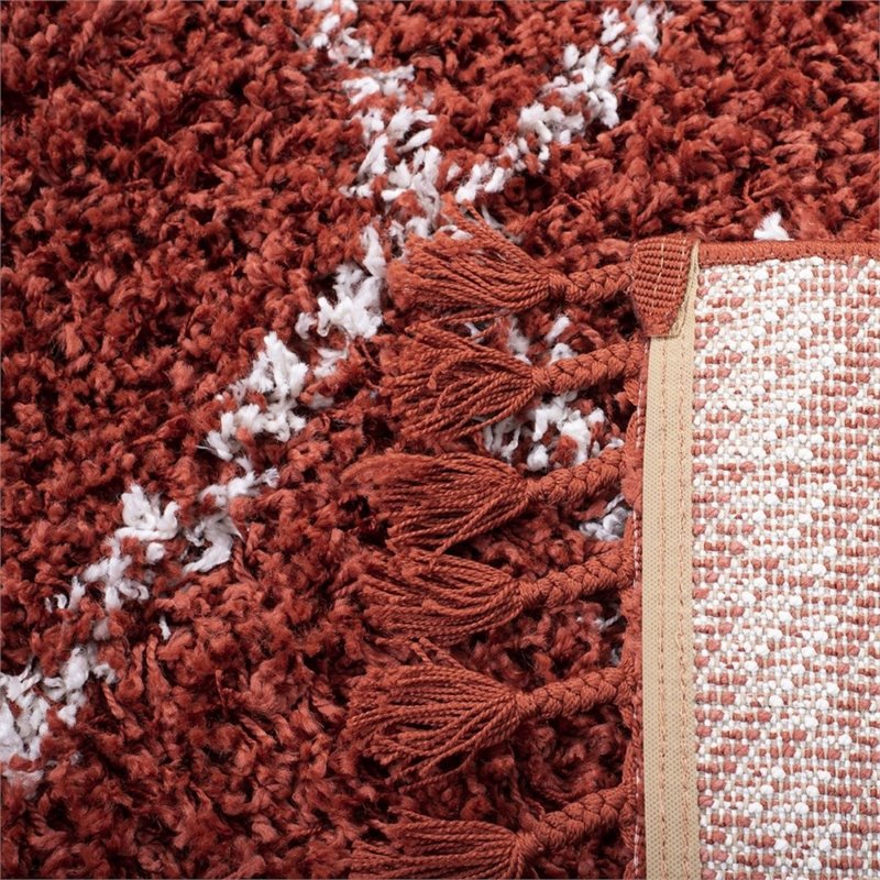 Safavieh Pro Lux 4' x 6' Shag Rug in Rust and Creme