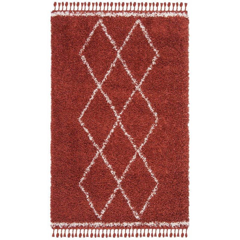 Safavieh Pro Lux 4' x 6' Shag Rug in Rust and Creme