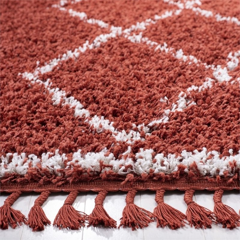 Safavieh Pro Lux 8' x 10' Shag Rug in Rust and Creme