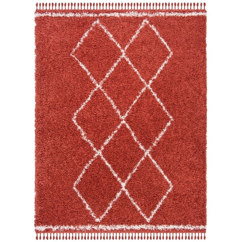 Safavieh Pro Lux 8' x 10' Shag Rug in Rust and Creme