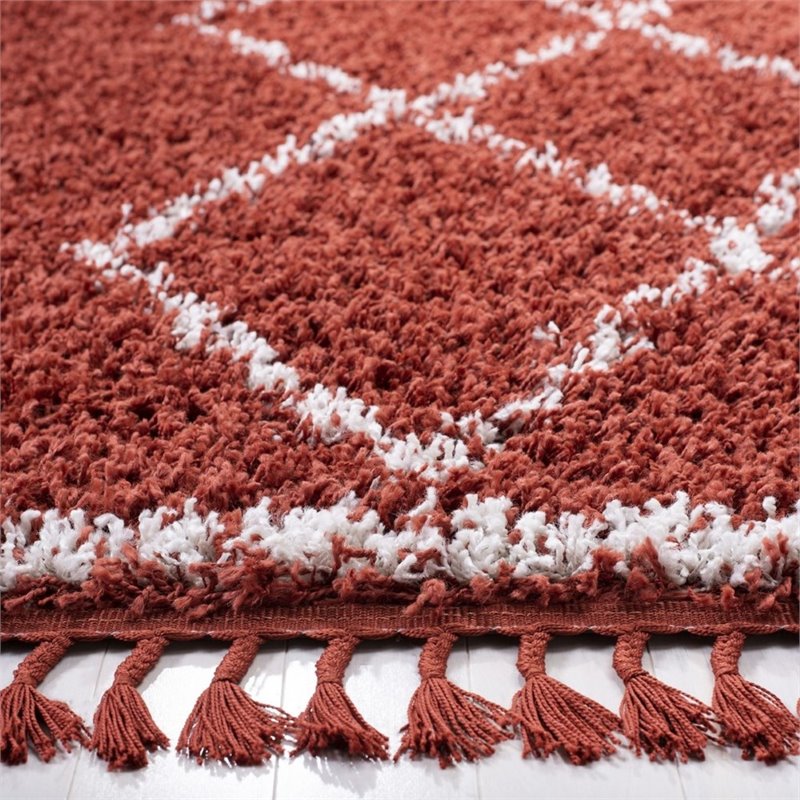 Safavieh Pro Lux 9' x 12' Shag Rug in Rust and Creme