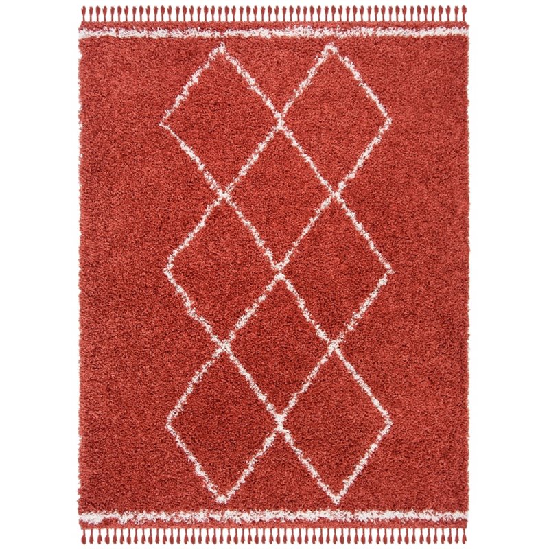 Safavieh Pro Lux 9' x 12' Shag Rug in Rust and Creme