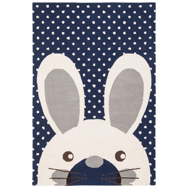 Safavieh 4' x 6' Hand Tufted Wool Rug in Navy and Ivory