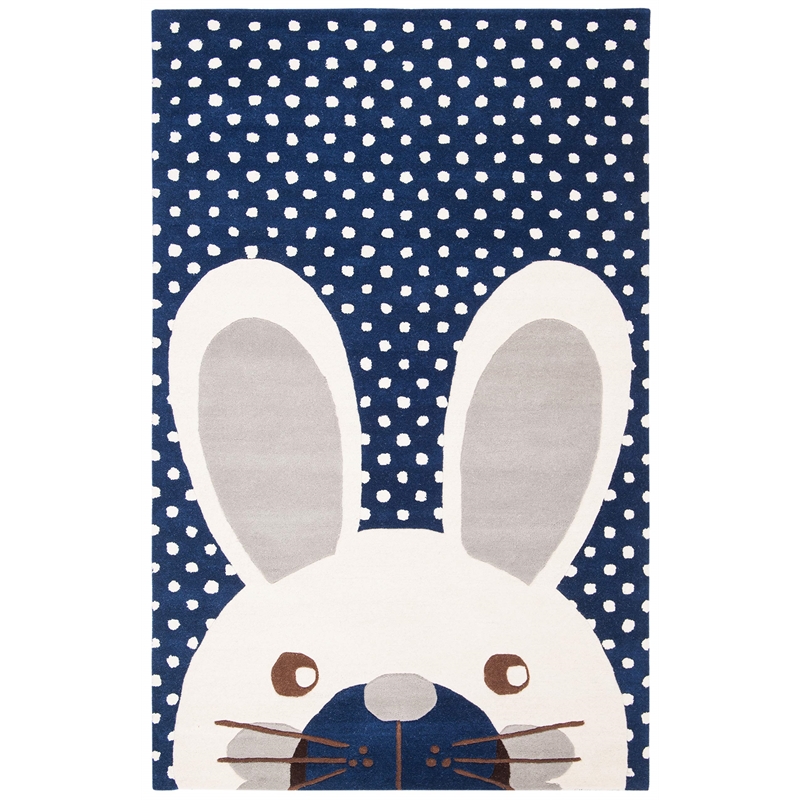 Safavieh 6' x 9' Hand Tufted Wool Rug in Navy and Ivory