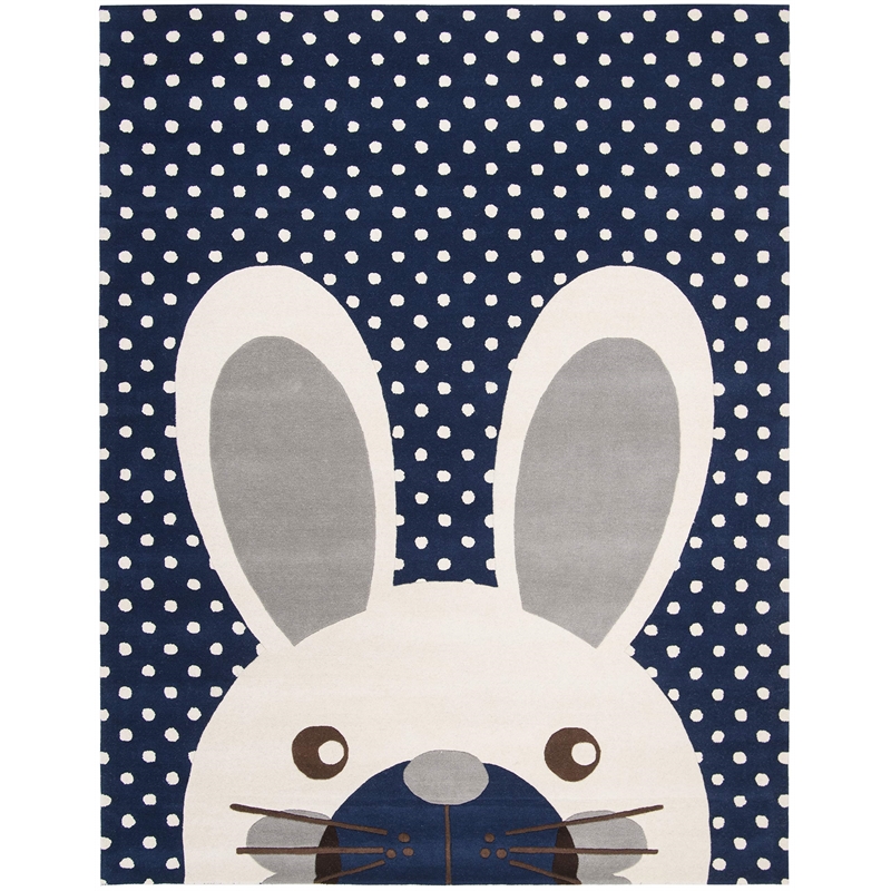 Safavieh 8' x 10' Hand Tufted Wool Rug in Navy and Ivory