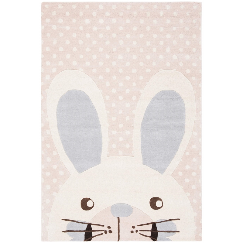 Safavieh 4' x 6' Hand Tufted Wool Rug in Pink and Ivory