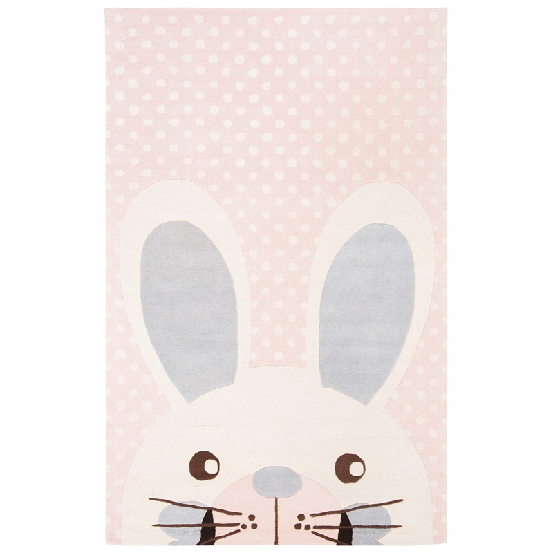 Safavieh 5' x 8' Hand Tufted Wool Rug in Pink and Ivory