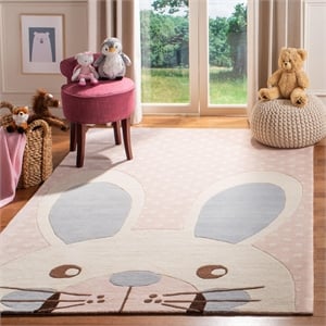 Safavieh 6' x 9' Hand Tufted Wool Rug in Pink and Ivory