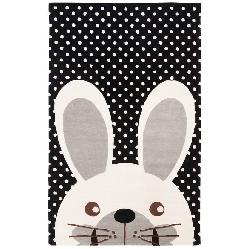 Safavieh 5' x 8' Hand Tufted Wool Rug in Black and Ivory