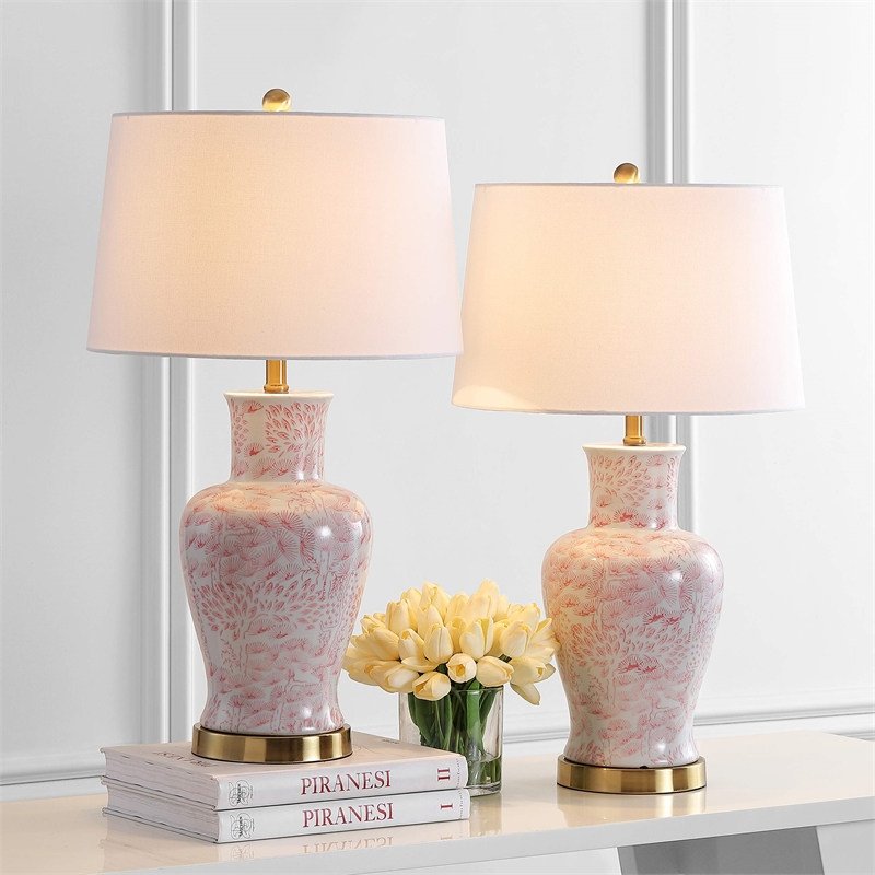 Safavieh Calli Table Lamp in Pink and White (Set of 2)