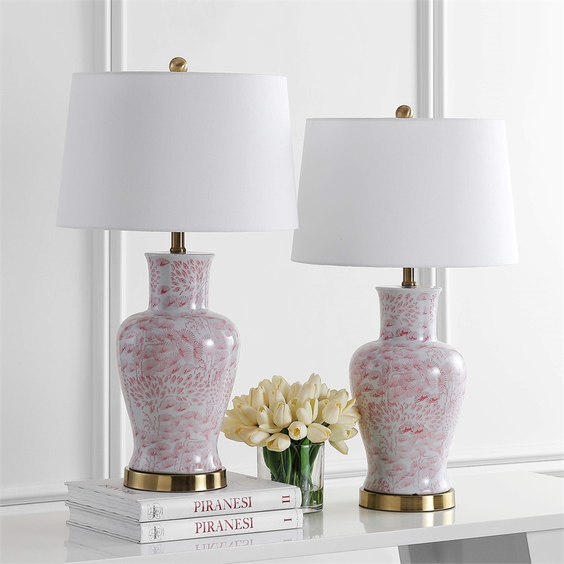 Safavieh Calli Table Lamp in Pink and White (Set of 2)
