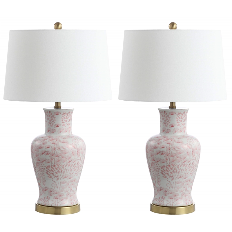 Safavieh Calli Table Lamp in Pink and White (Set of 2)