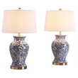 Safavieh Alona Table Lamp in Blue and White (Set of 2)