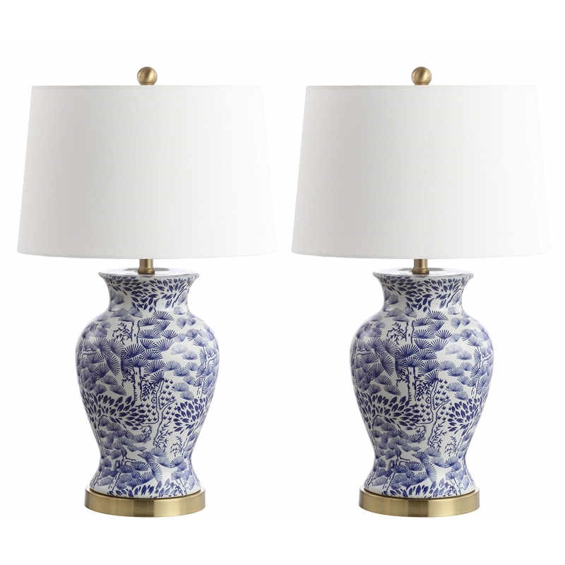 Safavieh Alona Table Lamp in Blue and White (Set of 2)