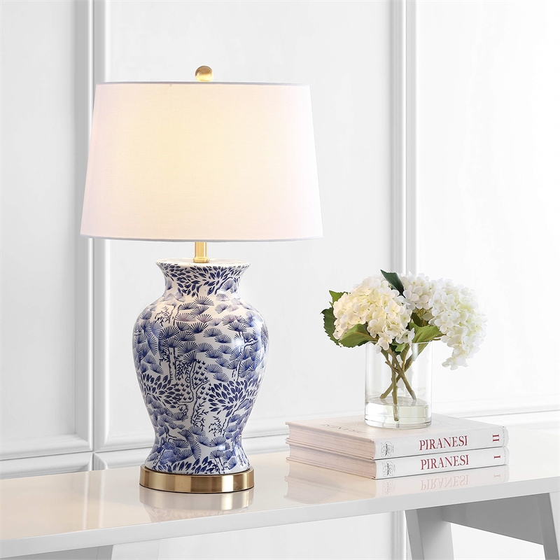 Safavieh Alona Table Lamp in Blue and White (Set of 2)