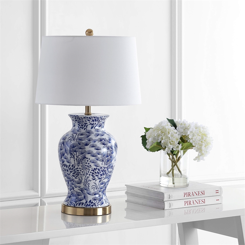Safavieh Alona Table Lamp in Blue and White (Set of 2)