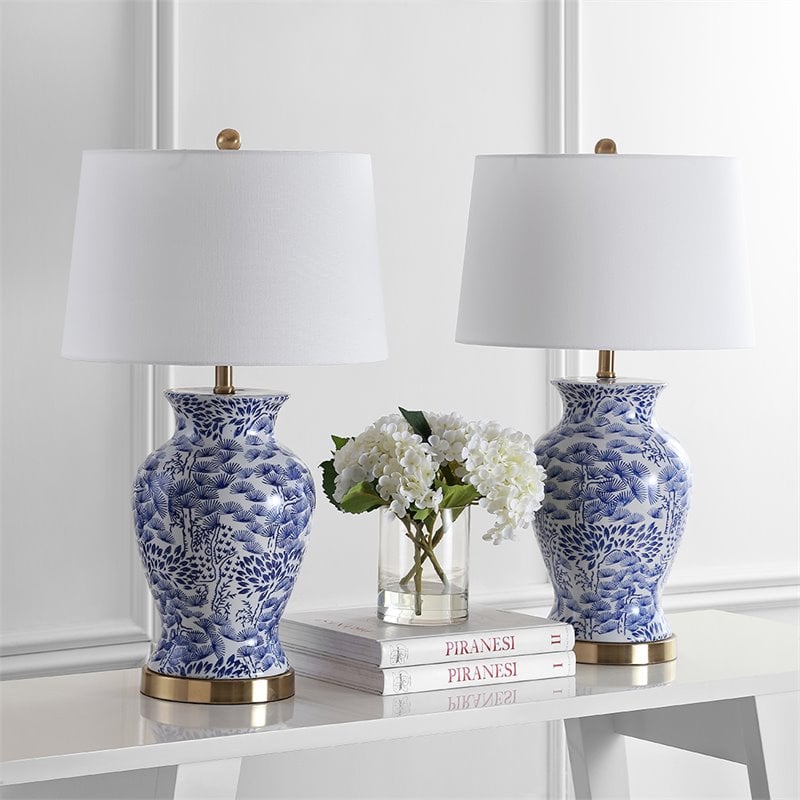 Safavieh blue and sales white lamp