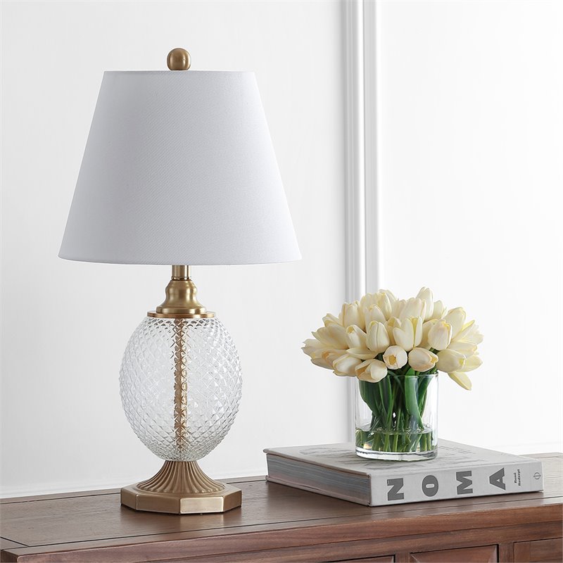 Safavieh Kaiden Glass Table Lamp in Nickel
