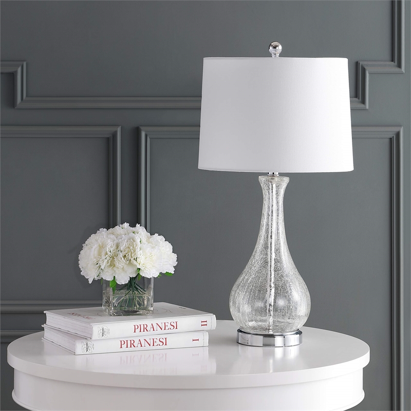 Safavieh Finnley Glass Table Lamp in Chrome