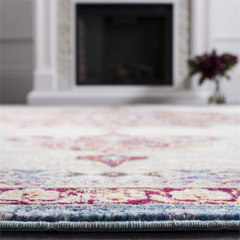 Safavieh Aria 2' x 8' Runner Rug in Ivory and Navy