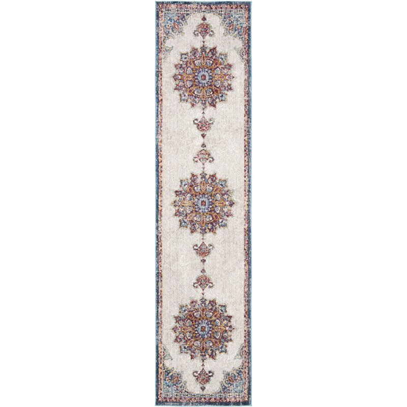 Safavieh Aria 2' x 8' Runner Rug in Ivory and Navy