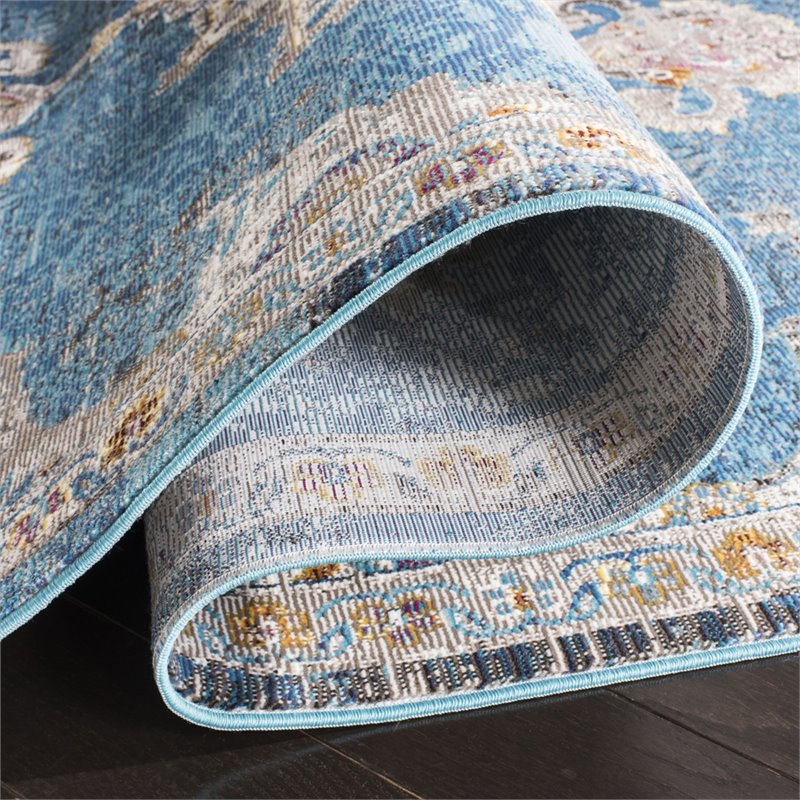 Safavieh Aria 2' x 8' Runner Rug in Navy and Ivory