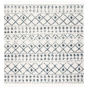 Safavieh Berber 6'7&quot Square Shag Rug in Cream and Blue