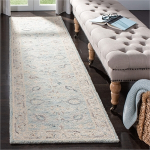 Safavieh Blossom 2'3&quot x 8' Hand Tufted Wool Runner Rug in Gray