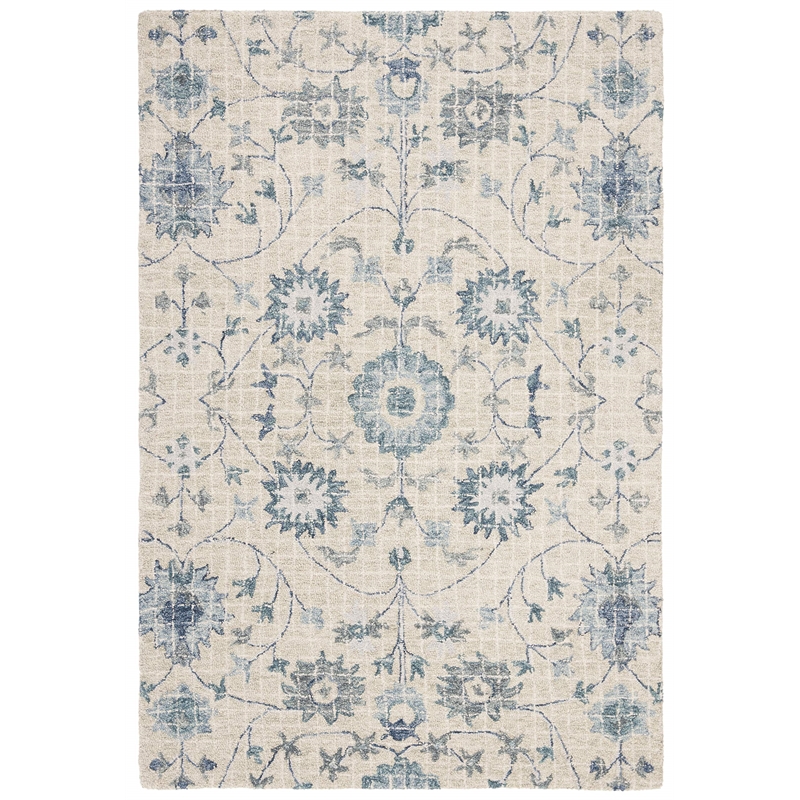 Safavieh Blossom 4' x 6' Hand Tufted Wool Rug in Silver and Blue