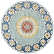 Safavieh Blossom 6' Round Hand Tufted Wool Rug in Blue and Gold