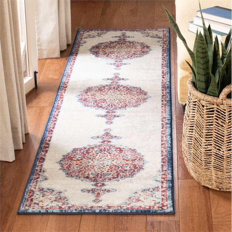 Safavieh Brentwood 2' x 8' Runner Rug in Ivory and Red