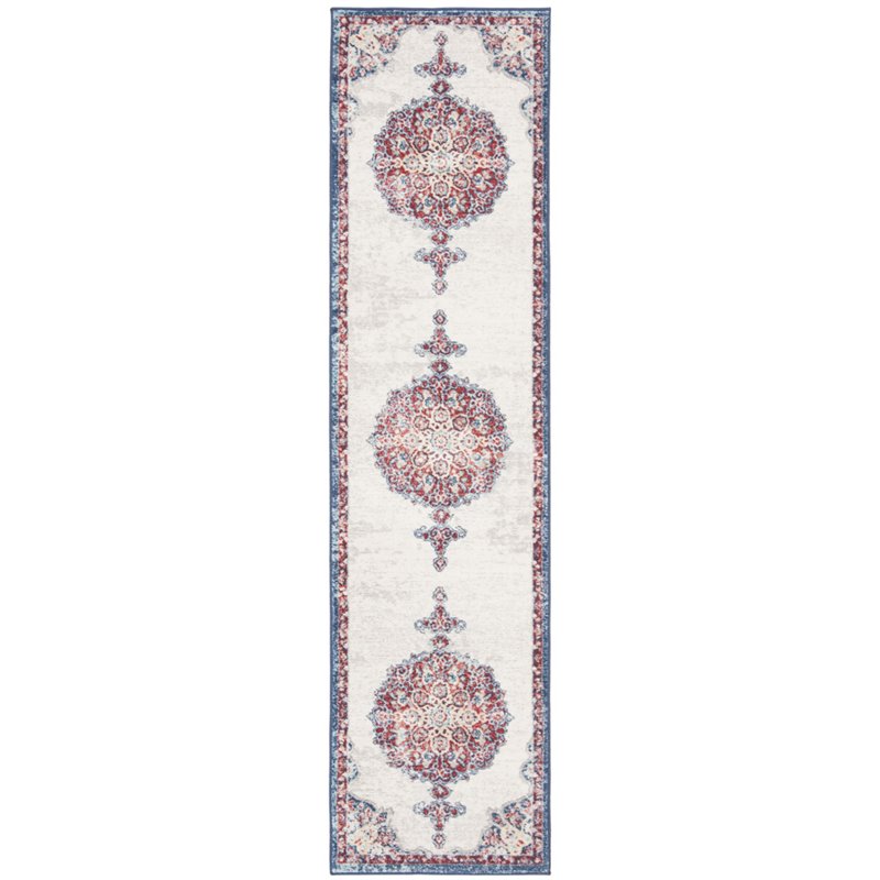 Safavieh Brentwood 2' x 8' Runner Rug in Ivory and Red