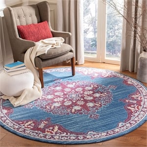 Safavieh Brentwood 6'7&quot Round Rug in Navy and Burgundy