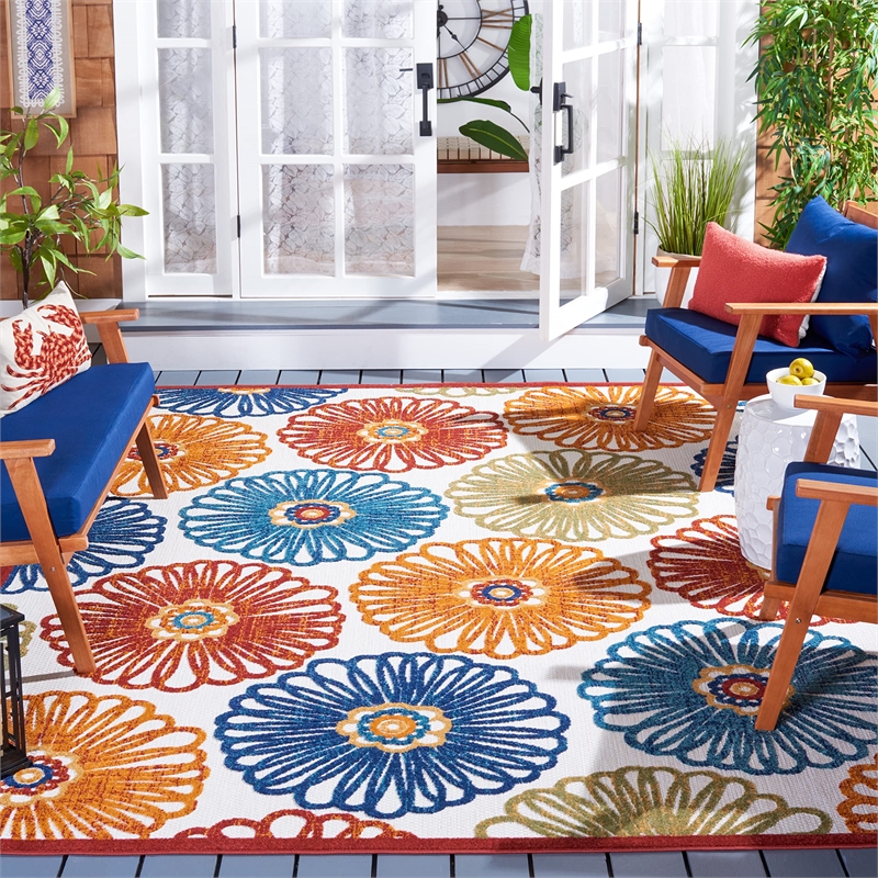 Safavieh Cabana 9' x 12' Rug in Creme and Red
