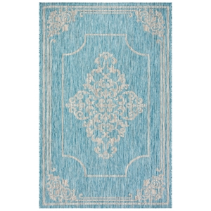 Safavieh Courtyard 5'3&quot x 7'7&quot Rug in Aqua and Gray