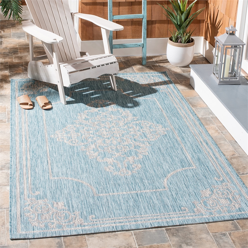 Safavieh Courtyard 9' x 12' Rug in Aqua and Gray