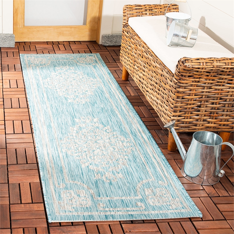 Safavieh Courtyard 9' x 12' Rug in Aqua and Gray