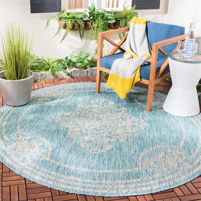 Safavieh Courtyard 9' x 12' Rug in Aqua and Gray
