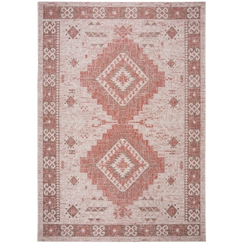 Safavieh Courtyard 8' x 11' Rug in Beige and Red